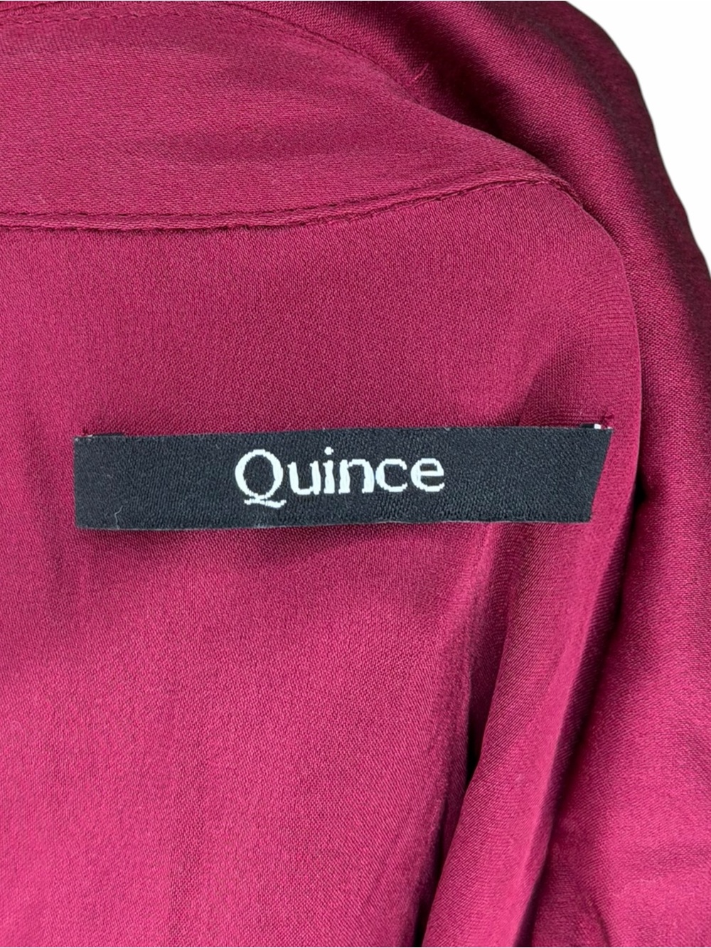 QUINCE Red Long-Sleeve Button-Down Blouse Wine Silk Blend Women's Size Small - Picture 5 of 5